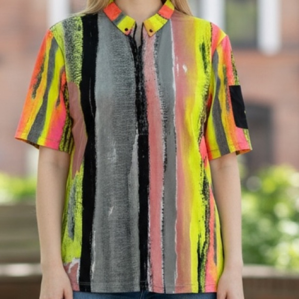 Jamie Sadock Vibrant Striped Short Sleeve Top